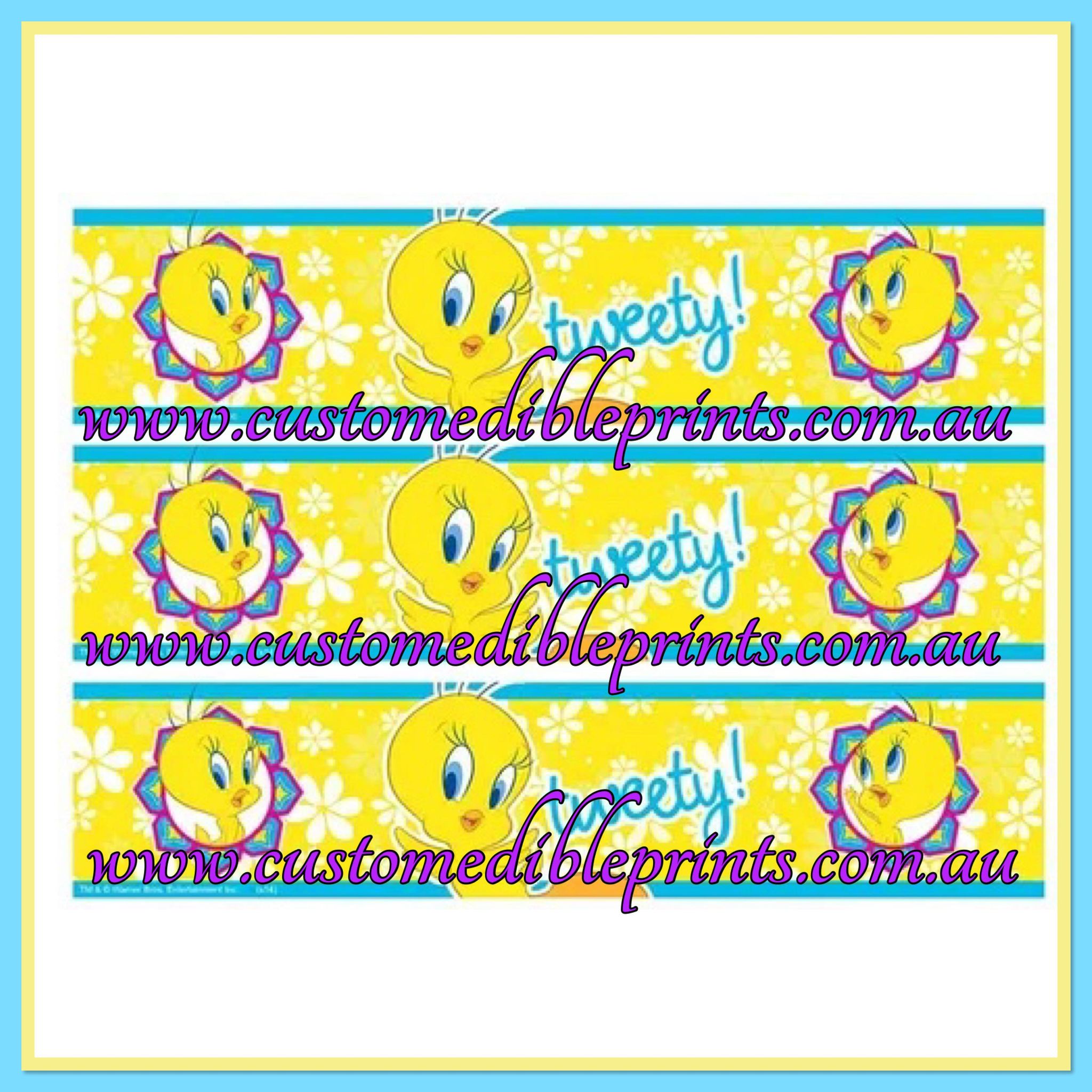 TWEETY CAKE STRIPS A4 EDIBLE IMAGE CUSTOM EDIBLE PRINTS tweety-cake-strips-a4-edible-image-custom-edible-prints