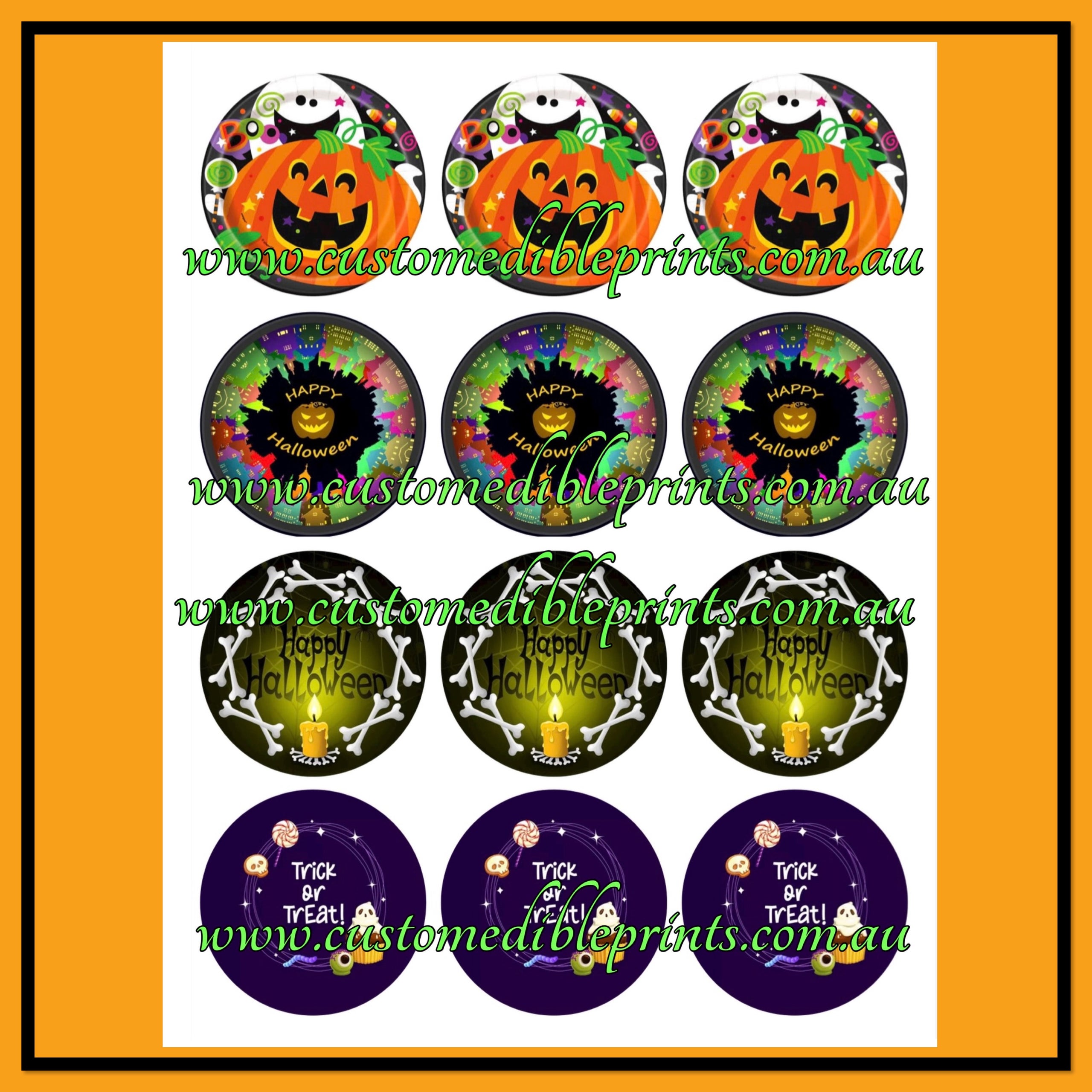 Halloween Edible Prints - 2.5" - 12 Per Sheet | CUSTOM EDIBLE PRINTS