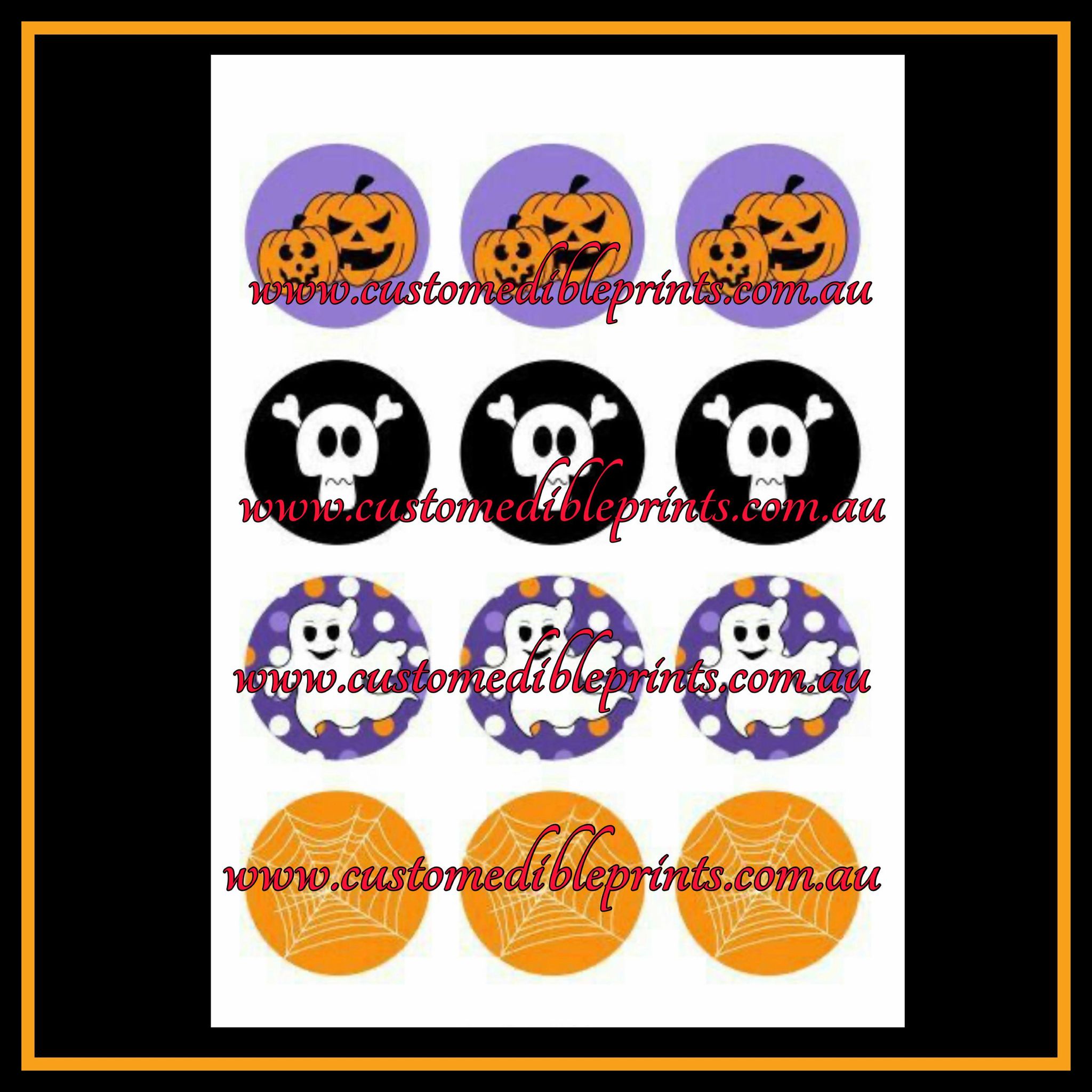Halloween Edible Prints - 2.5" - 12 Per Sheet | CUSTOM EDIBLE PRINTS