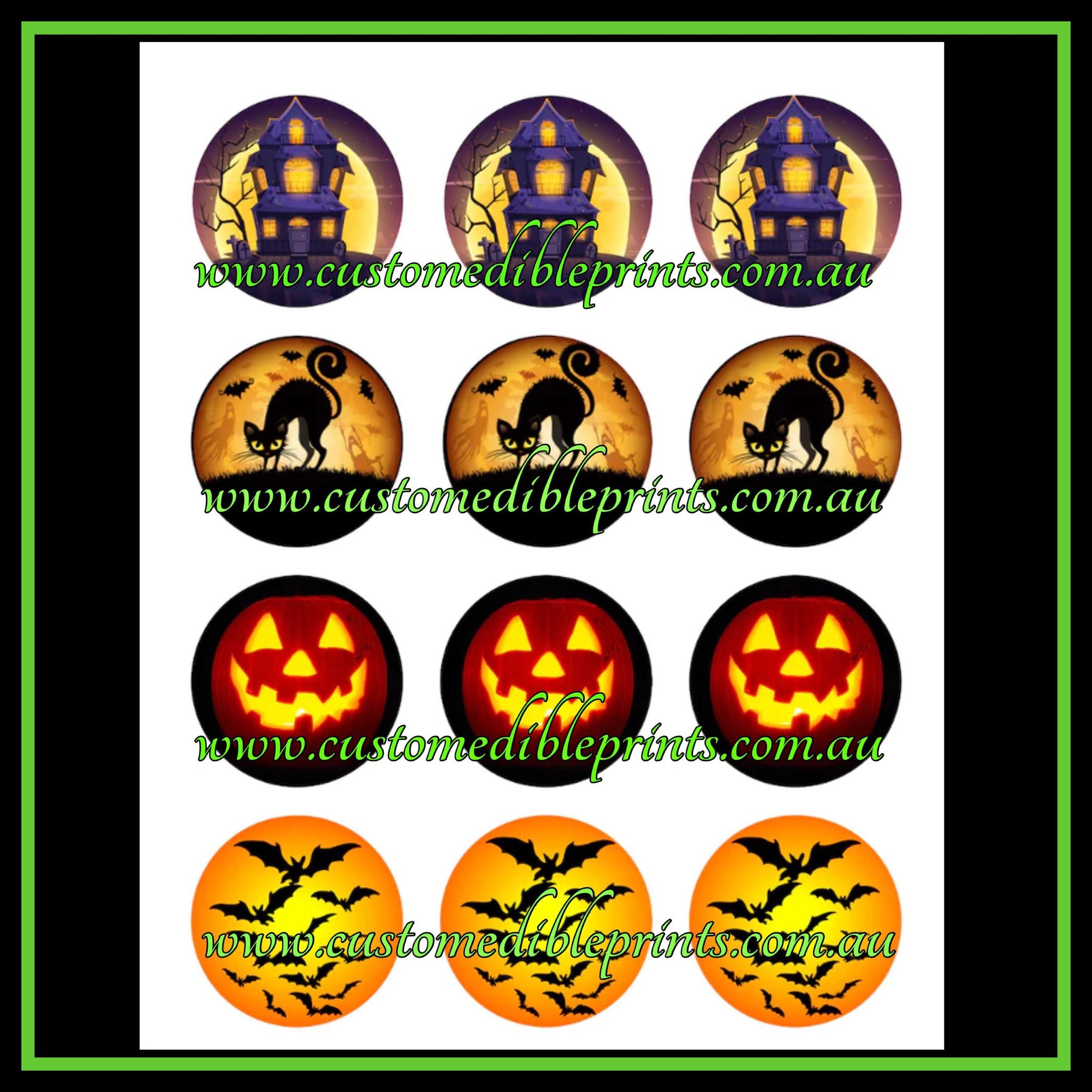 Halloween Edible Prints - 2.5" - 12 Per Sheet | CUSTOM EDIBLE PRINTS