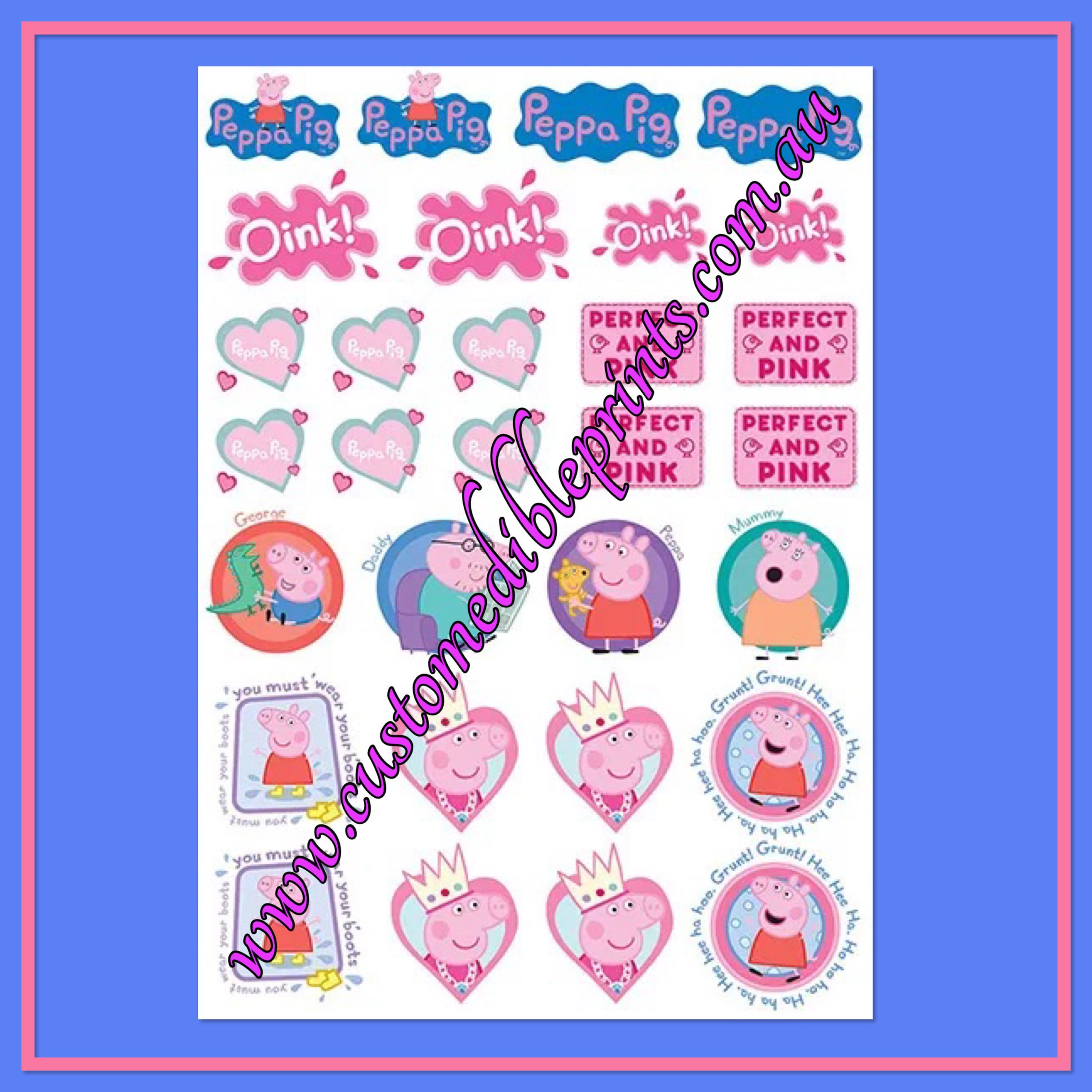 PEPPA PIG ICONS SHEET A4 EDIBLE IMAGE | CUSTOM EDIBLE PRINTS